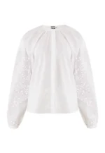 Blouse with embroidery sleeves and back