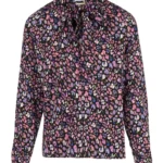 All over animal printed blouse with bowtie neck